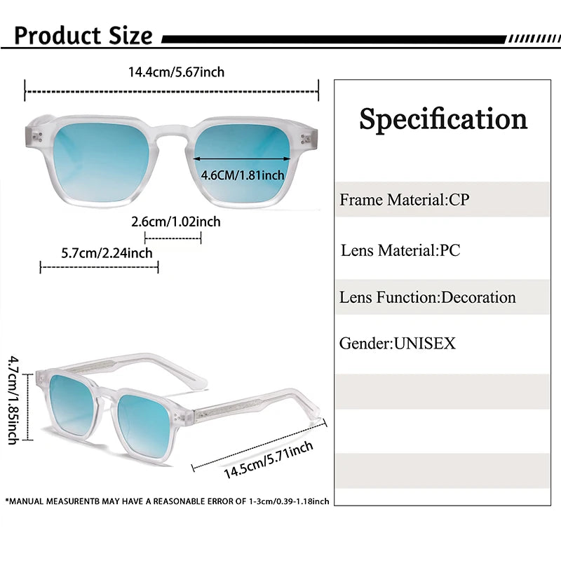 HBK Fashion Square Men Sunglasses Women Core Insert Temple Luxury Brand Sun Glasses Travel Beach Party Festiva Gifts