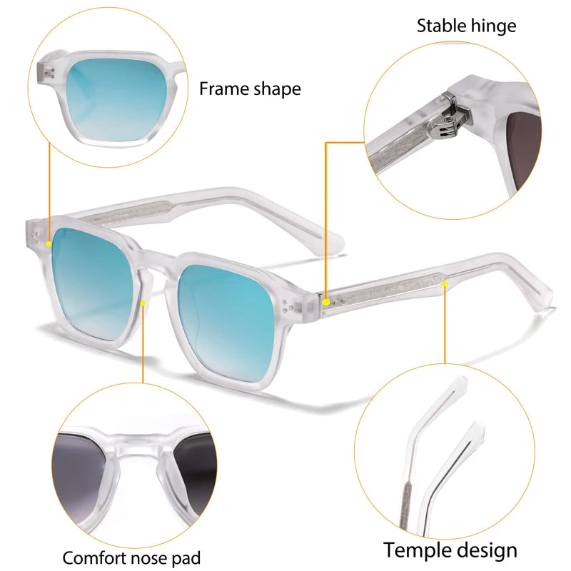 HBK Fashion Square Men Sunglasses Women Core Insert Temple Luxury Brand Sun Glasses Travel Beach Party Festiva Gifts